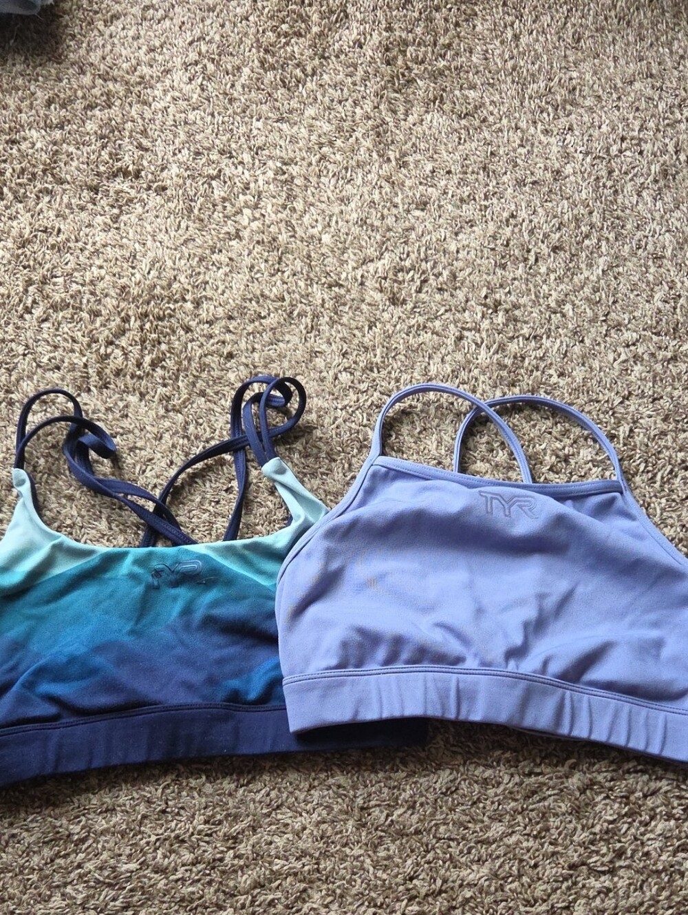 TYR Women's Light Purple & Teal Ombre Strappy Sportd Bra